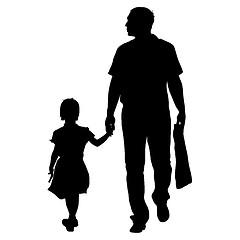 Image showing Black silhouettes Family on white background. illustration