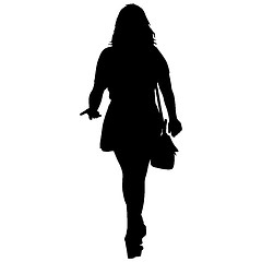 Image showing Black silhouettes of beautiful woman on white background. illustration