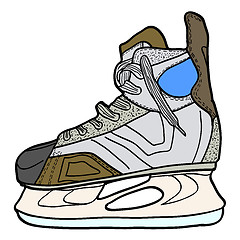 Image showing Sketch of hockey skates. Skates to play hockey on ice, illustration