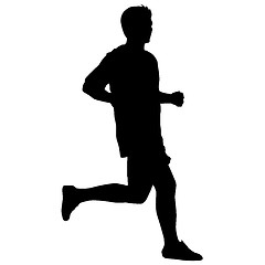 Image showing Silhouettes. Runners on sprint, men. illustration