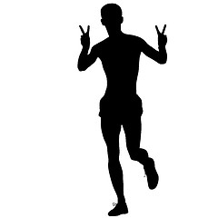 Image showing Silhouettes. Runners on sprint, men. illustration