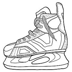 Image showing Sketch of hockey skates. Skates to play hockey on ice, illustration