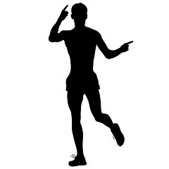 Image showing Silhouettes. Runners on sprint, men. illustration