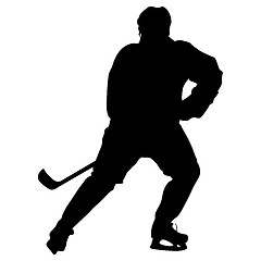 Image showing Silhouette of hockey player. Isolated on white. illustrations