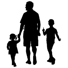 Image showing Set silhouette of happy family on a white background. illustration.