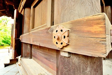 Image showing Rusty ornamental wall support of Japanese pagoda