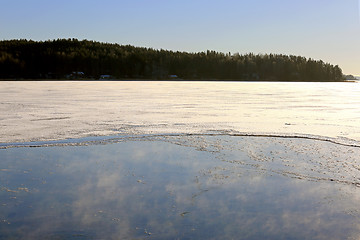 Image showing Freezing Blue Sea with Vapor