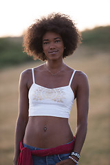 Image showing young black woman in nature