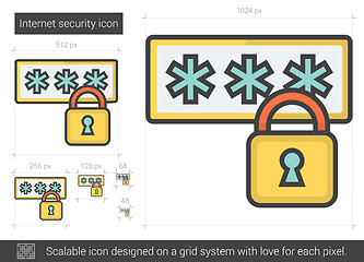 Image showing Internet security line icon.