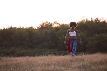 Image showing young black woman in nature