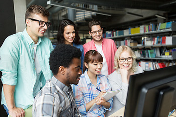 Image showing international students with computers at library