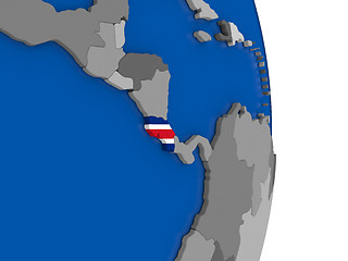 Image showing Costa Rica on globe with flag