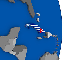 Image showing Cuba on globe with flag