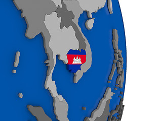 Image showing Cambodia on globe with flag