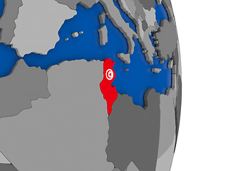Image showing Tunisia on globe with flag