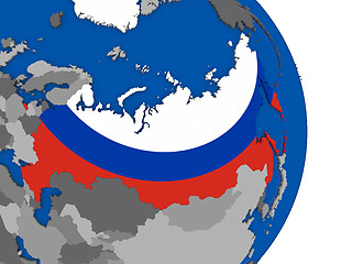 Image showing Russia on globe with flag