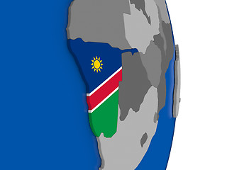 Image showing Namibia on globe with flag