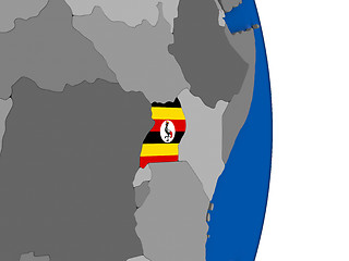 Image showing Uganda on globe with flag