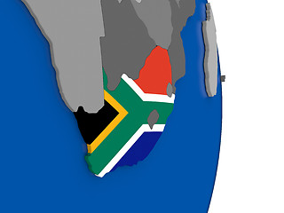 Image showing South Africa on globe with flag