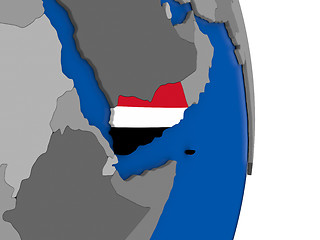 Image showing Yemen on globe with flag