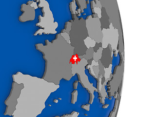 Image showing Switzerland on globe with flag