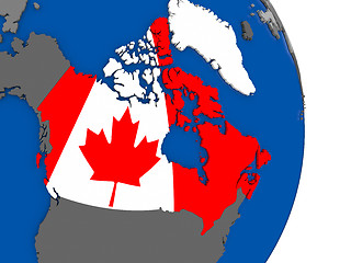 Image showing Canada on globe with flag