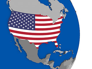 Image showing USA on globe with flag