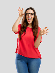 Image showing Woman making a silly face