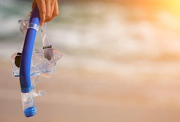 Image showing Woman Holding Snorkeling Gear