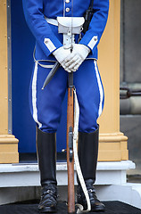 Image showing STOCKHOLM, SWEDEN - AUGUST 20, 2016: Swedish Royal Guards of hon