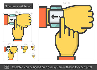 Image showing Smart wristwatch line icon.