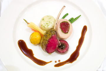 Image showing Loin of Lamb covered with Rabbit Mousse