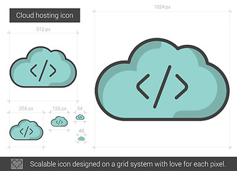 Image showing Cloud hosting line icon.