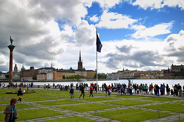 Image showing STOCKHOLM, SWEDEN - AUGUST 19, 2016: Tourists walk and visit Sto