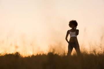 Image showing young black woman in nature