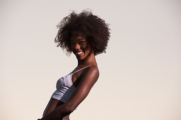 Image showing young black woman in nature