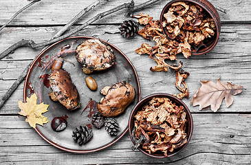 Image showing harvest of autumn mushrooms