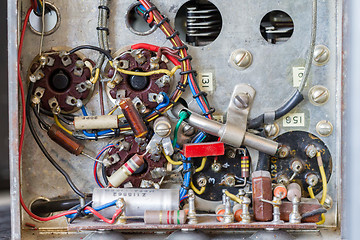 Image showing Old wires and electronics, selective focus