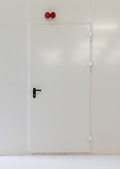 Image showing Shot of a white metal door