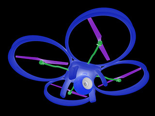 Image showing Drone, quadrocopter, with photo camera flying. 3d render