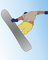 Image showing Snowboarder jumping