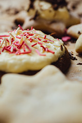 Image showing Tasty homemade cookie with chocolate and cream