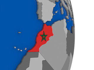 Image showing Morocco on globe with flag