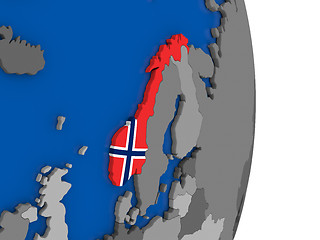 Image showing Norway on globe with flag