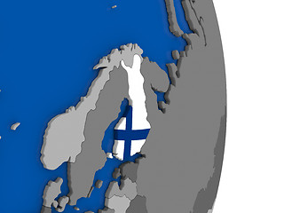 Image showing Finland on globe with flag