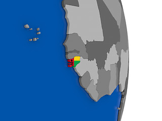 Image showing Guinea-Bissau on globe with flag