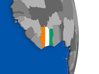 Image showing Ivory Coast on globe with flag