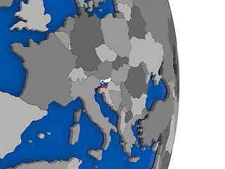 Image showing Slovenia on globe with flag
