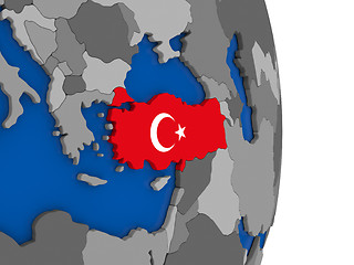 Image showing Turkey on globe with flag