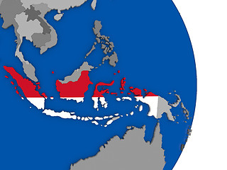 Image showing Indonesia on globe with flag